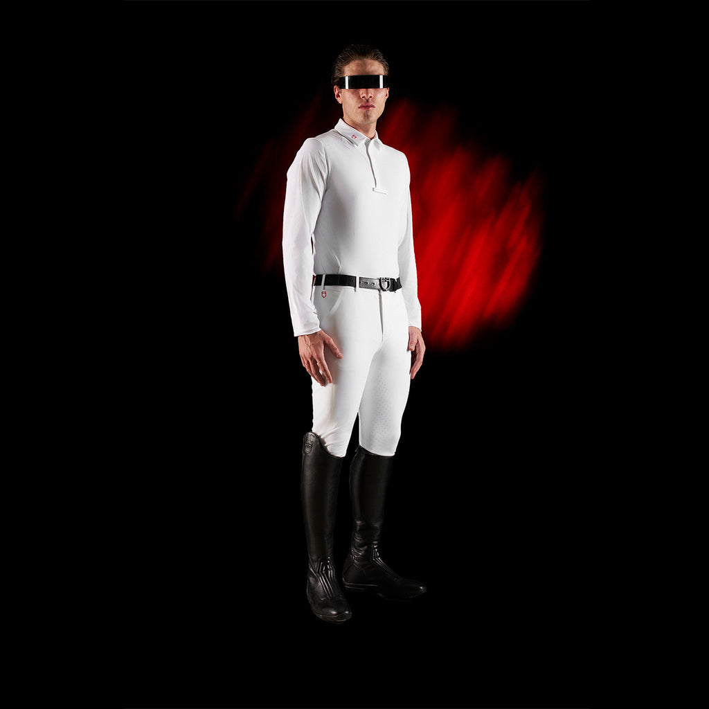 Equestro Ridertechnology men's competition polo shirt long sleeves and buttons