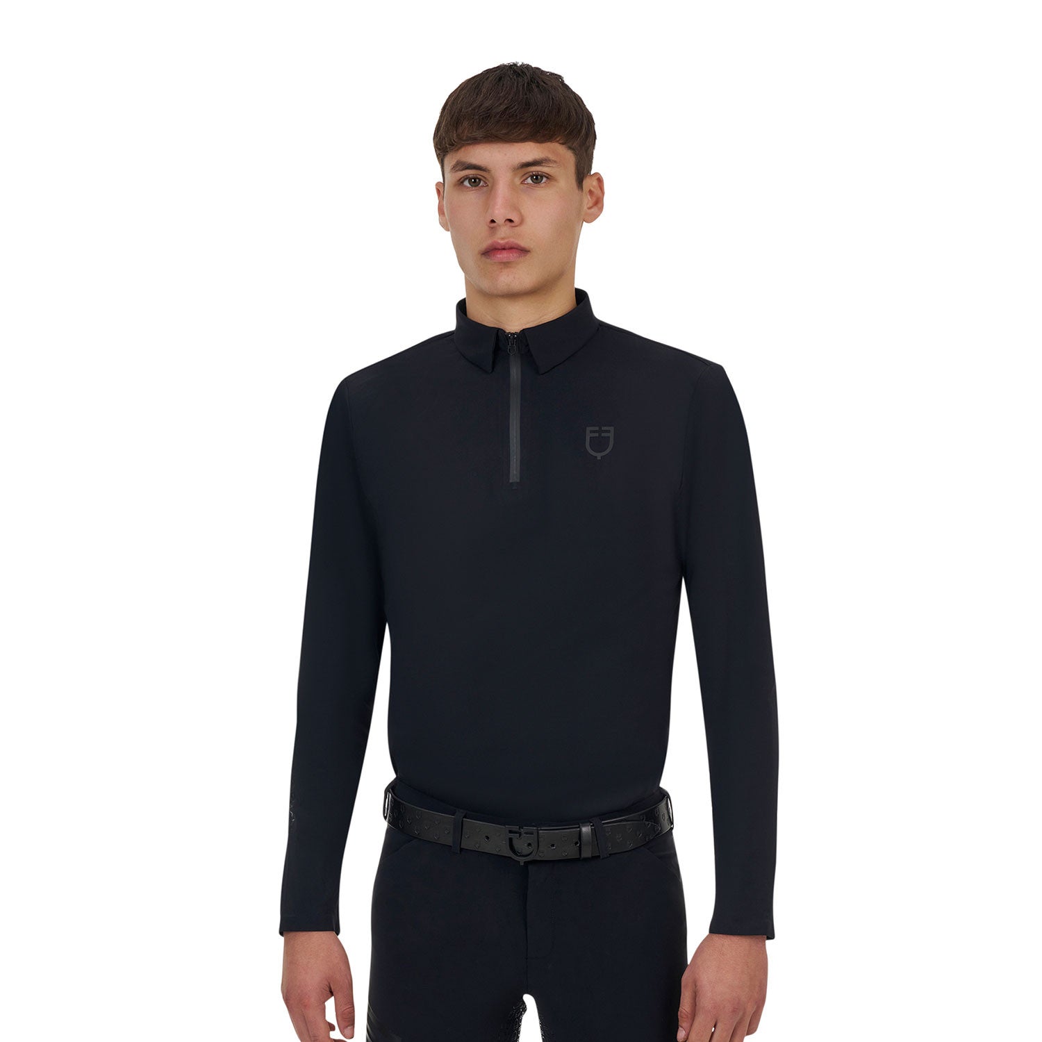 Equestro Ridertechnology men's training polo shirt long sleeves and zip