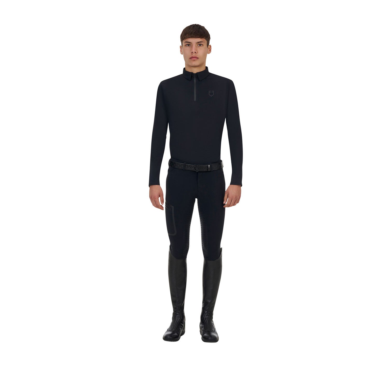Equestro Ridertechnology men's training polo shirt long sleeves and zip