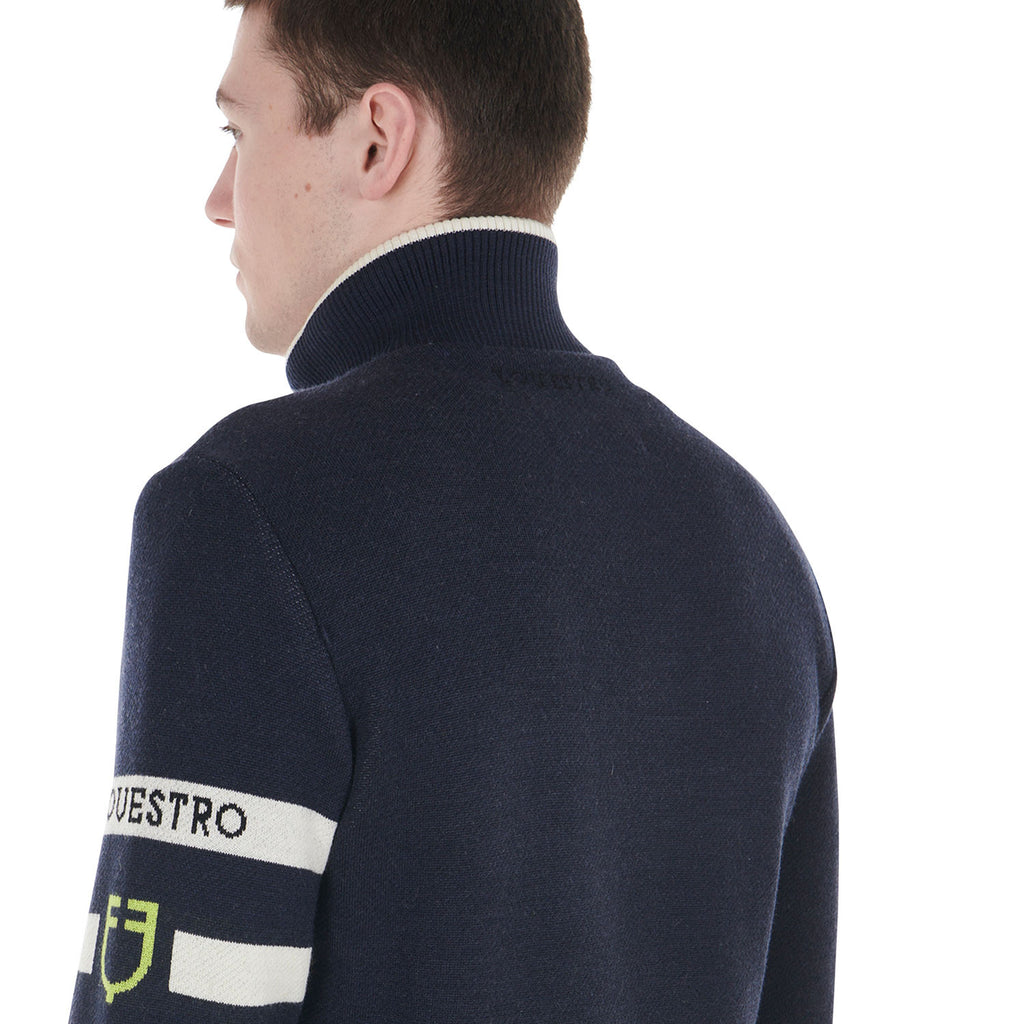 Men's jacket in nylon and knit with front zip