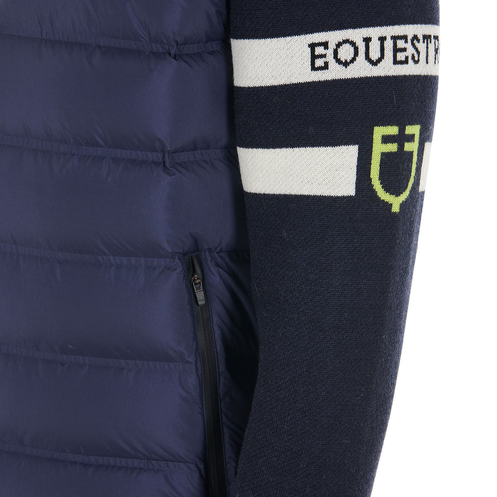 Men's jacket in nylon and knit with front zip