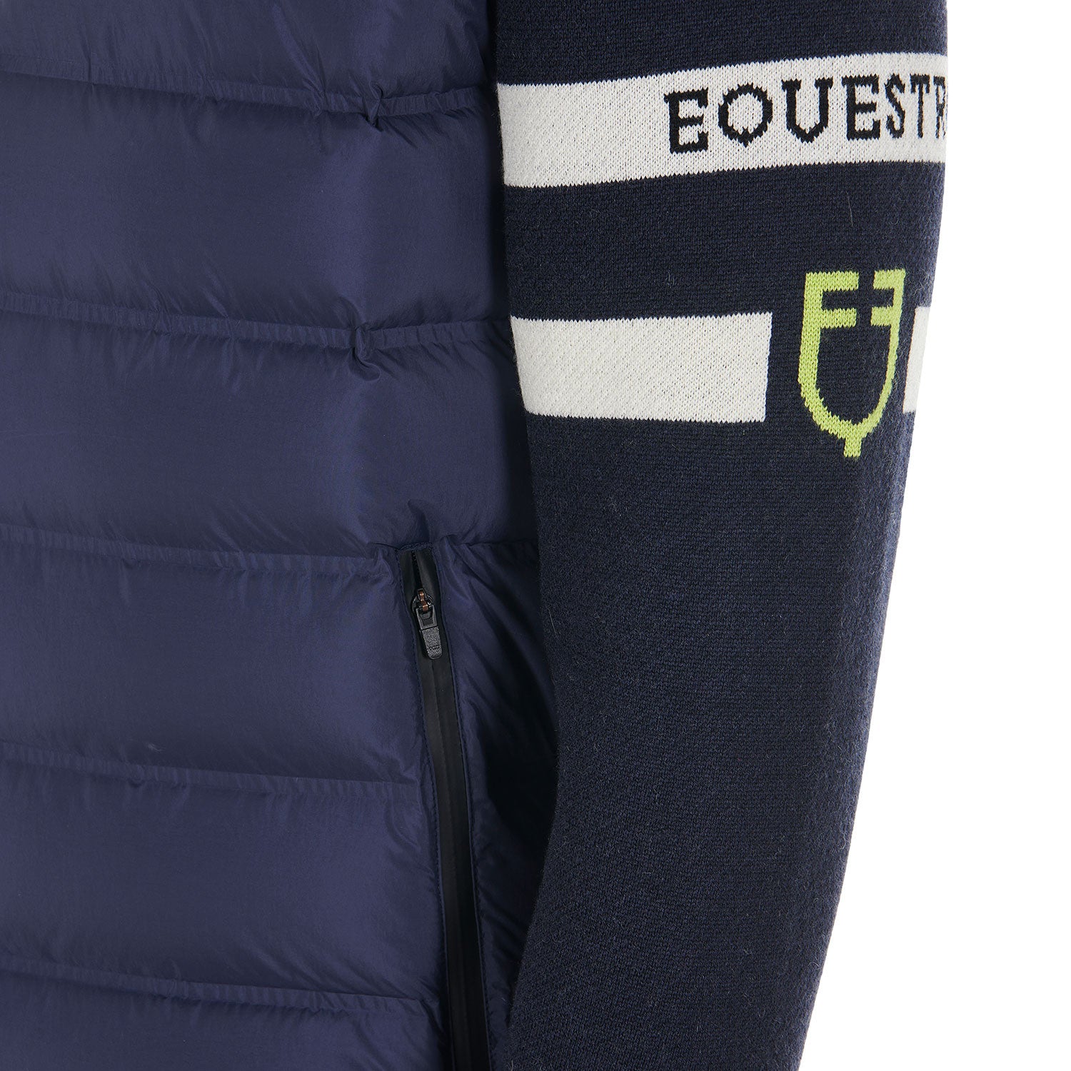 Men's jacket in nylon and knit with front zip