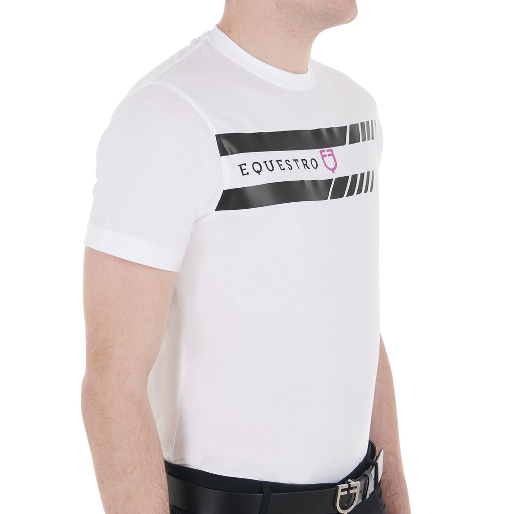 Men's slim fit T-shirt with purple logo and black details