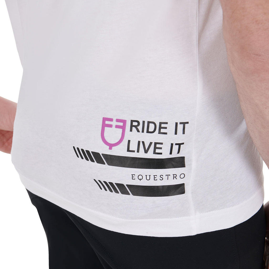 Men's slim fit T-shirt with purple logo and black details