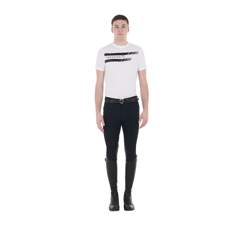 Men's slim fit T-shirt with purple logo and black details