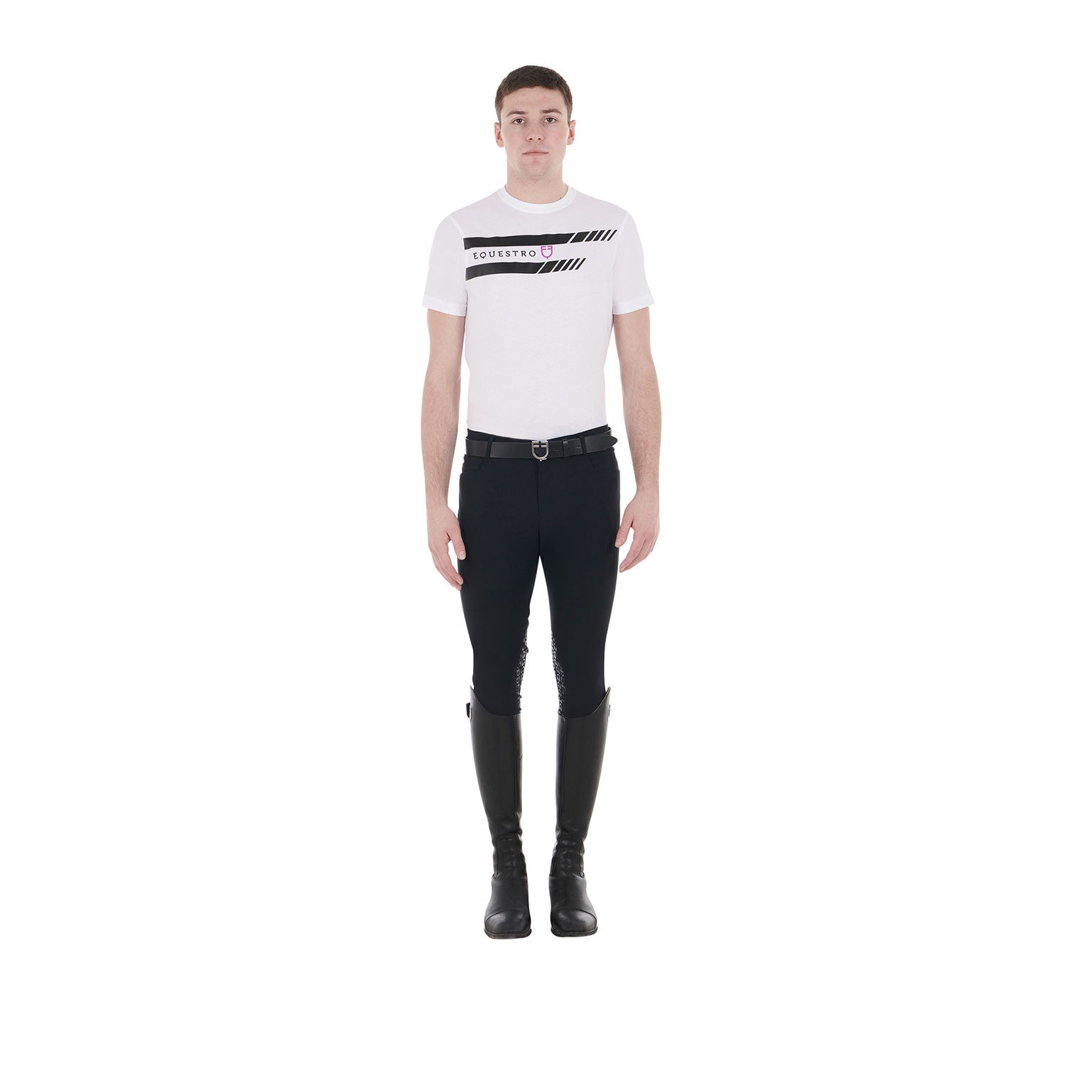 Men's slim fit T-shirt with purple logo and black details