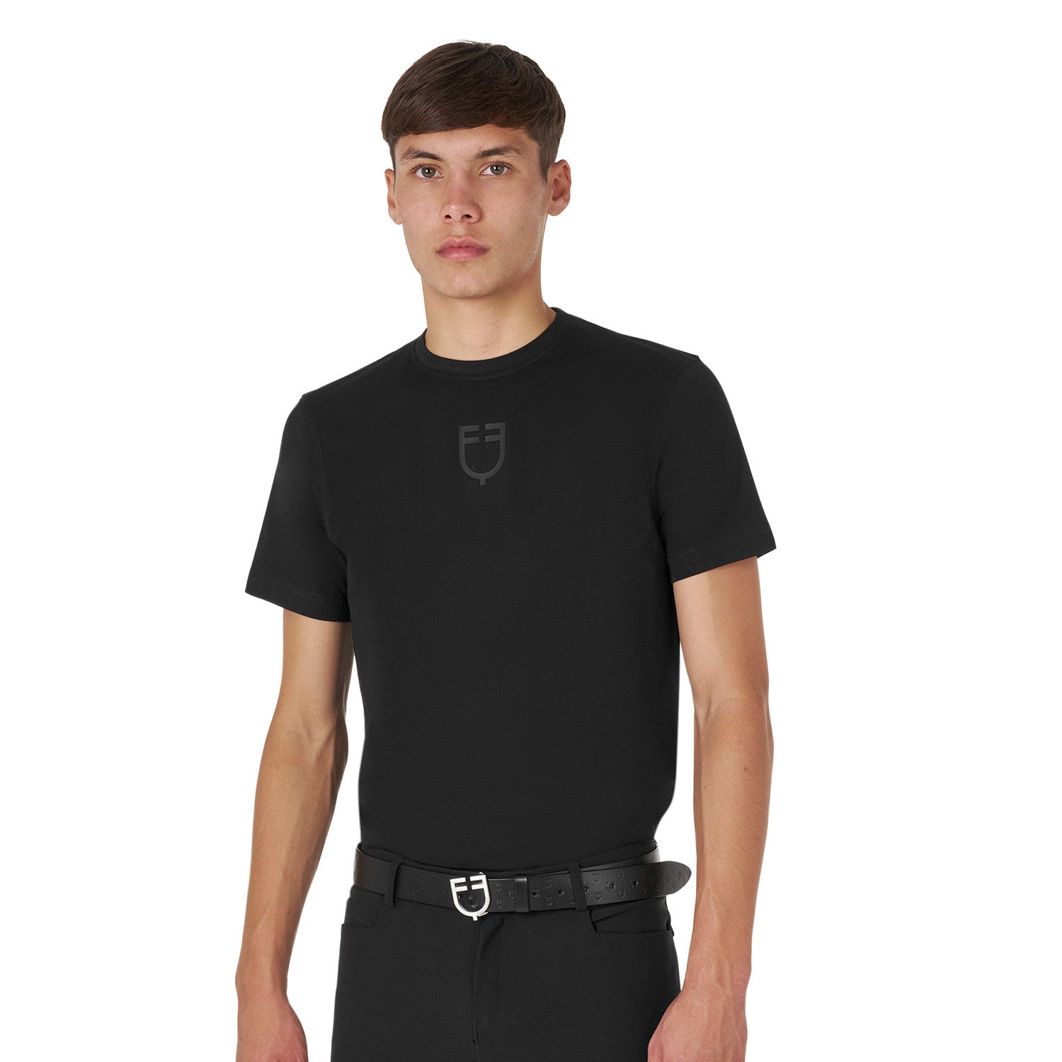 Equestro Men's basic T-shirt with tone-on-tone logo