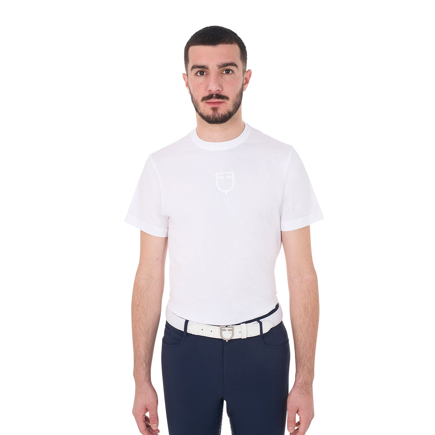Equestro Men's basic T-shirt with tone-on-tone logo