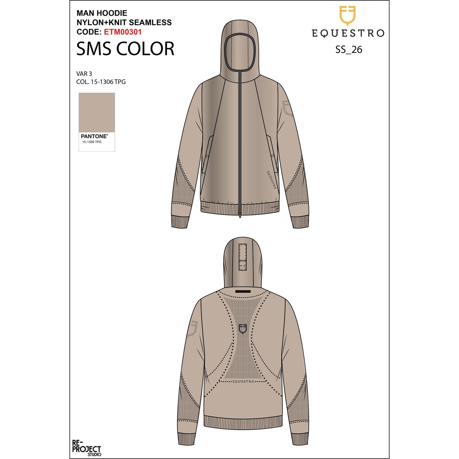 Equestro Men's technical sweatshirt with hood and micro-mesh inserts
