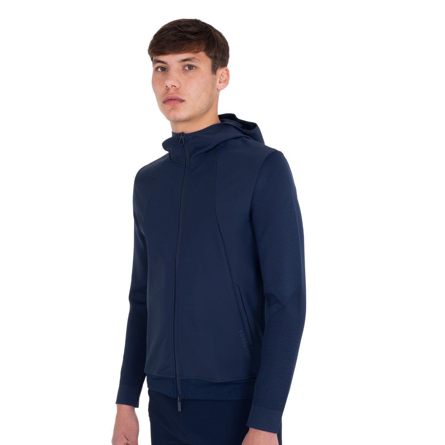 Equestro Men's technical sweatshirt with hood and micro-mesh inserts