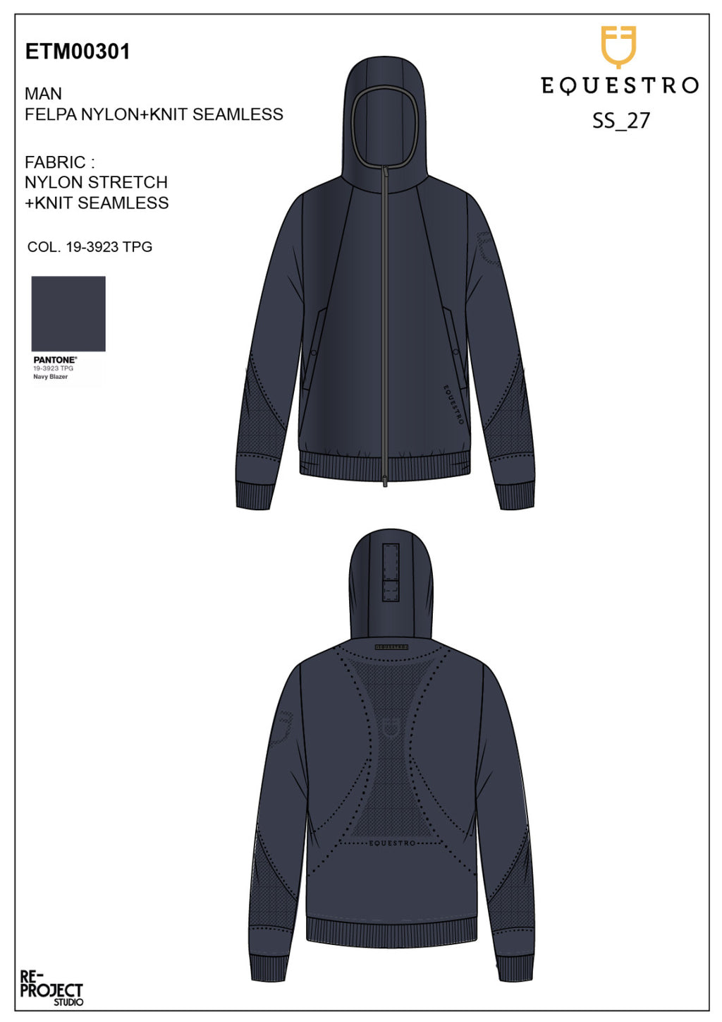 Men's technical sweatshirt with hood and micro-mesh inserts