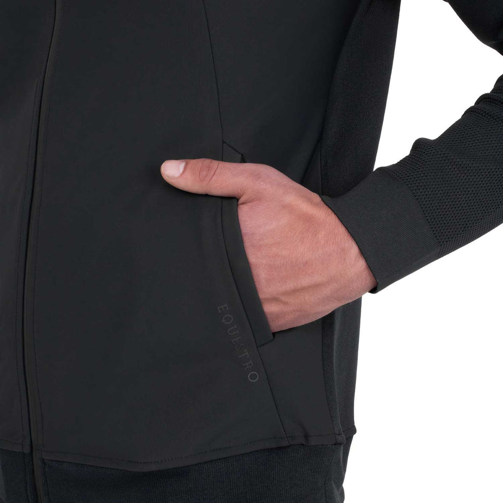 Men's technical sweatshirt with hood and micro-mesh inserts