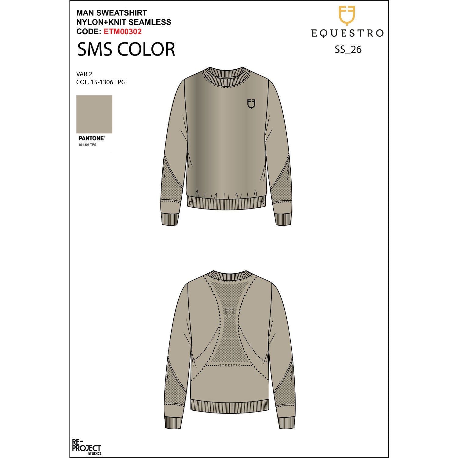 Men's technical crewneck sweatshirt with micro-mesh inserts