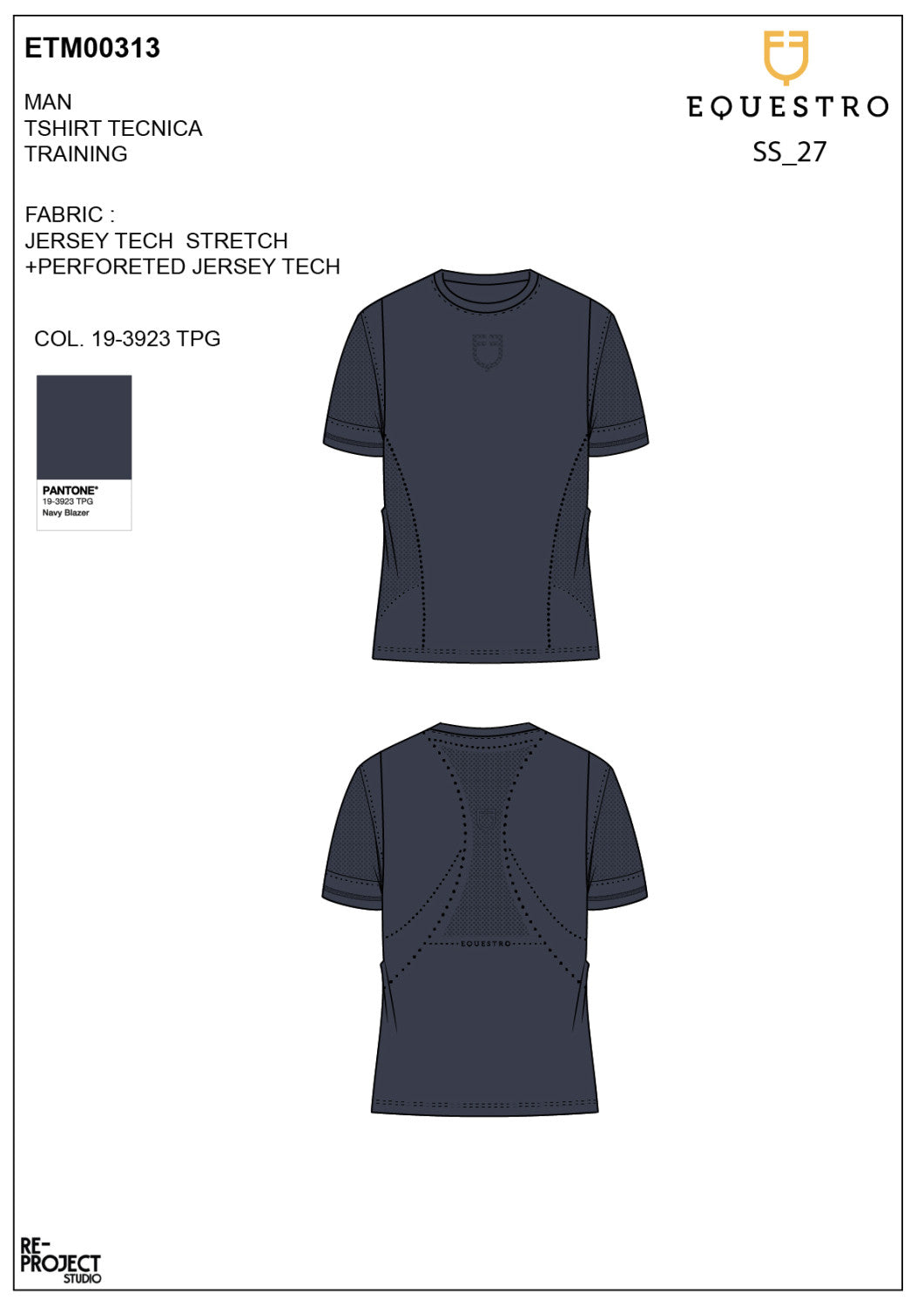 Men's training T-shirt in technical fabric with micro-holes