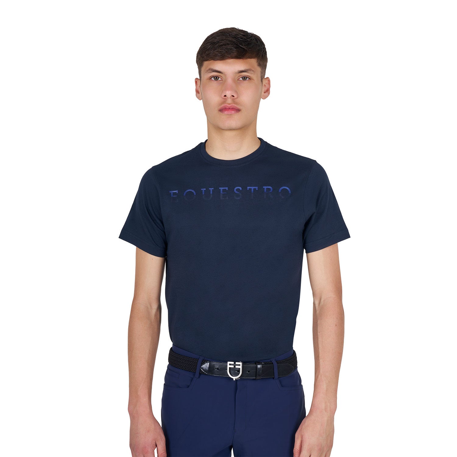 Equestro Men's basic T-shirt with chest lettering