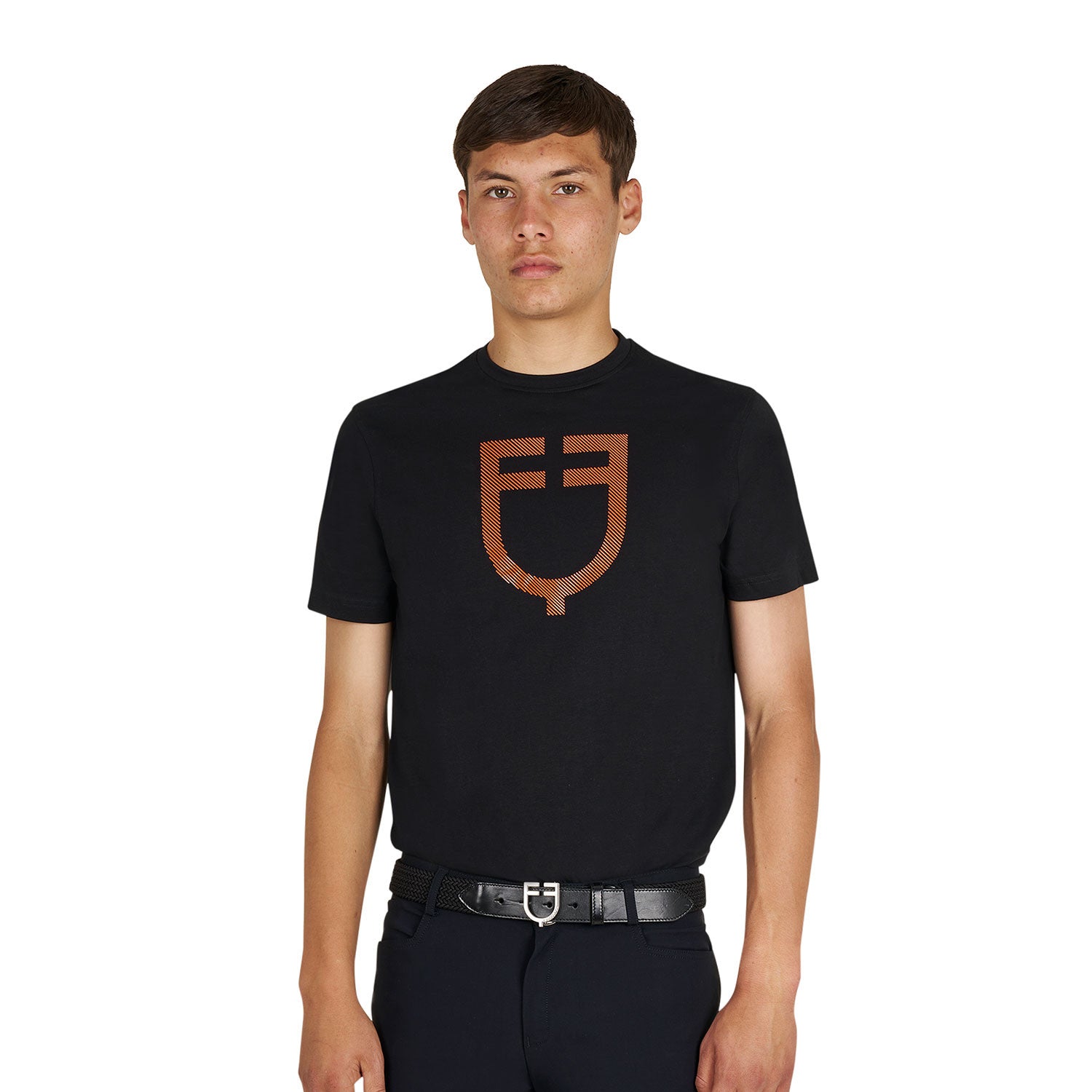 Men's basic T-shirt with glossy logo
