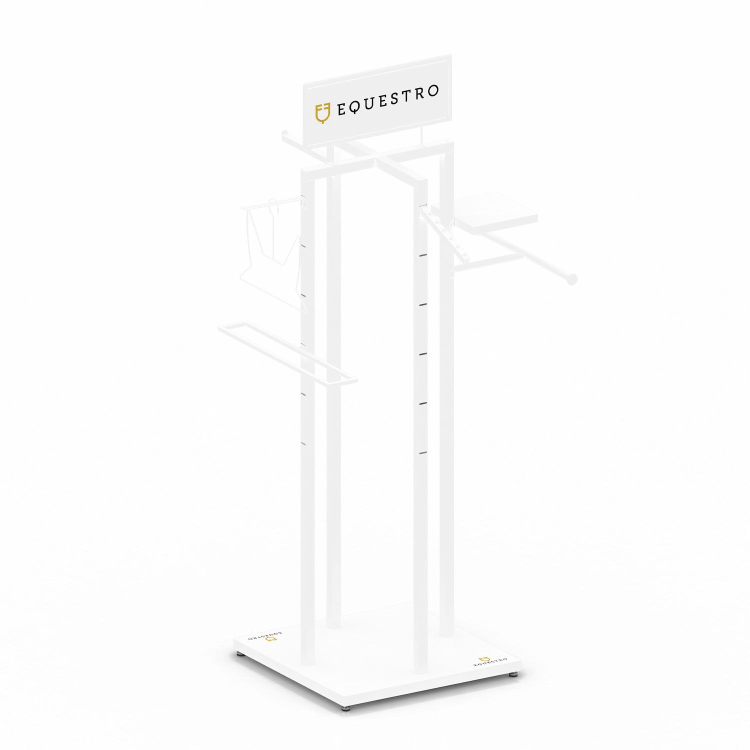 White steel horse/rider clothing display rack L600/W600/H1810 mm