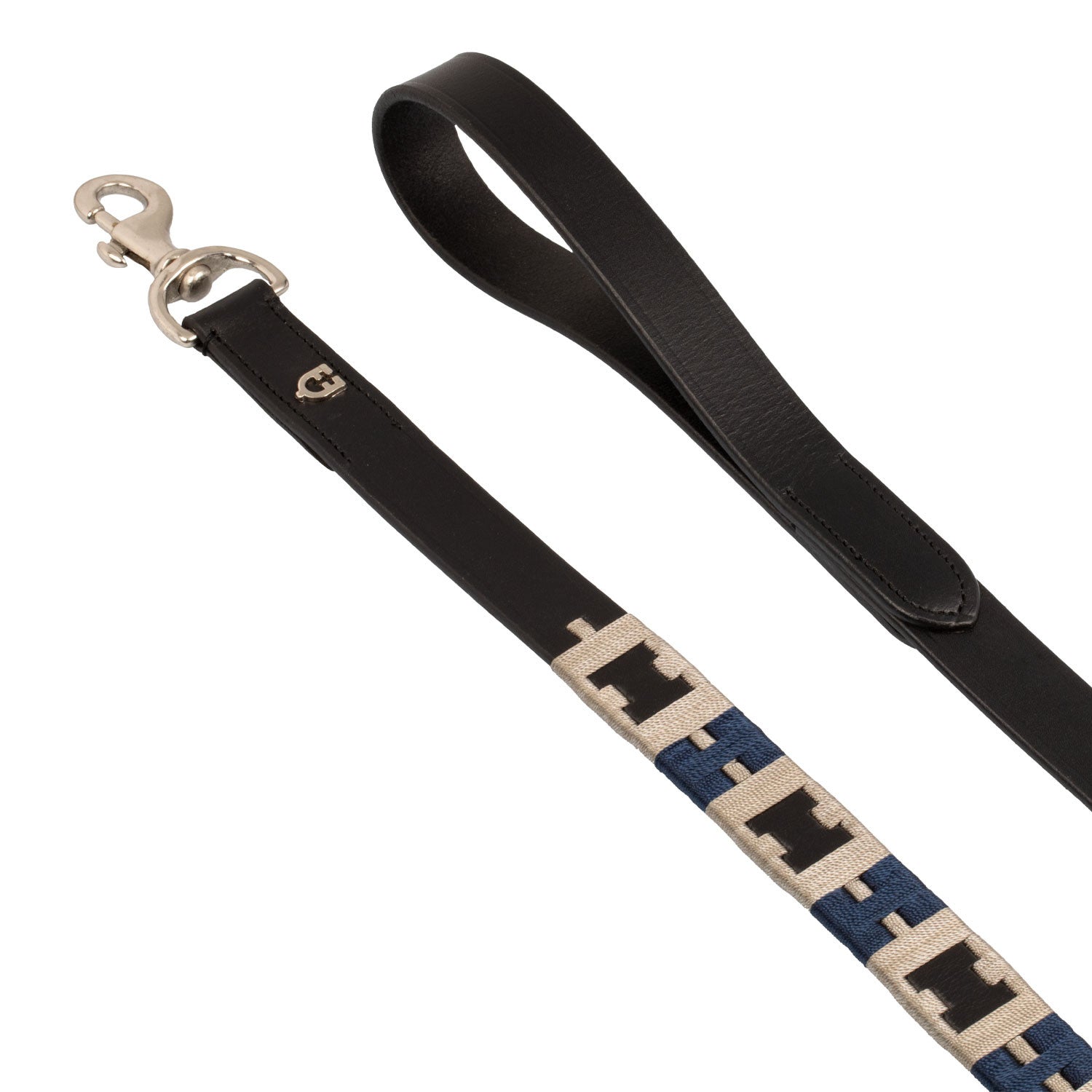 Leather dog leash with geometric pattern