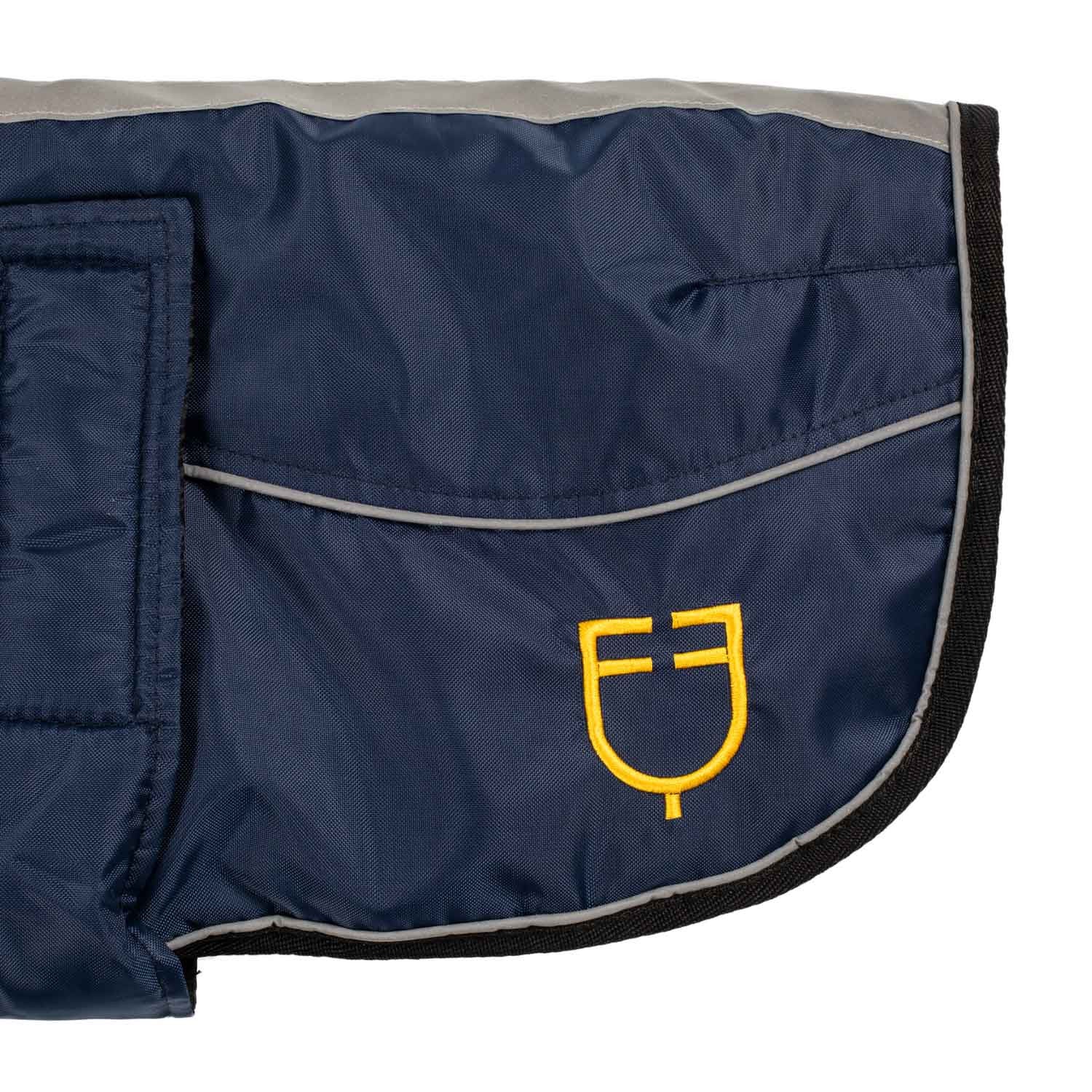 Dog coat with reflective piping