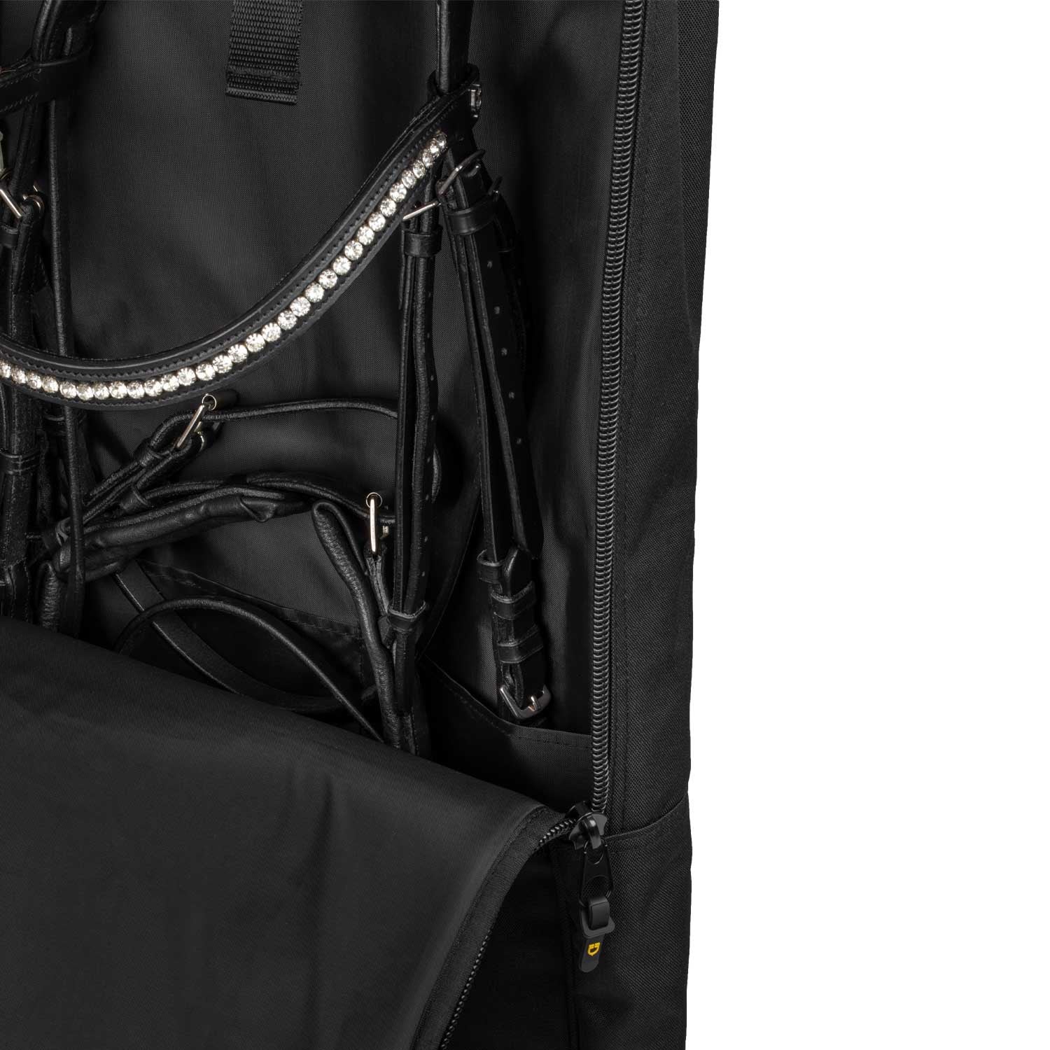 Bridle bag with embroidered logo
