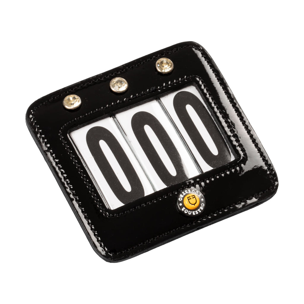 Competition number holder with crystals