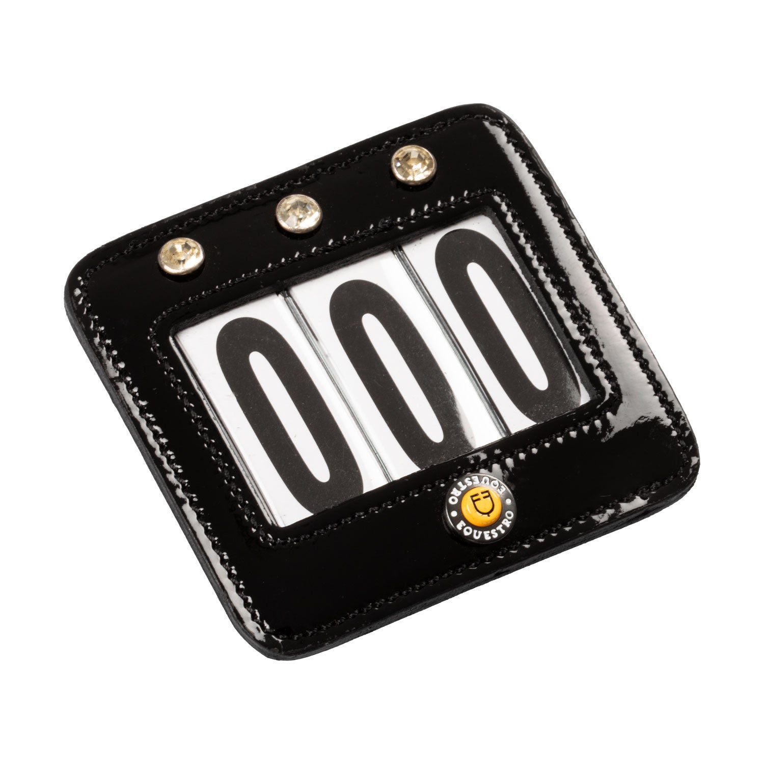 Competition number holder with crystals