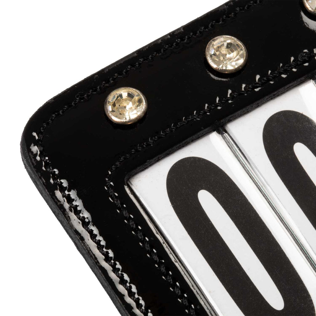 Competition number holder with crystals