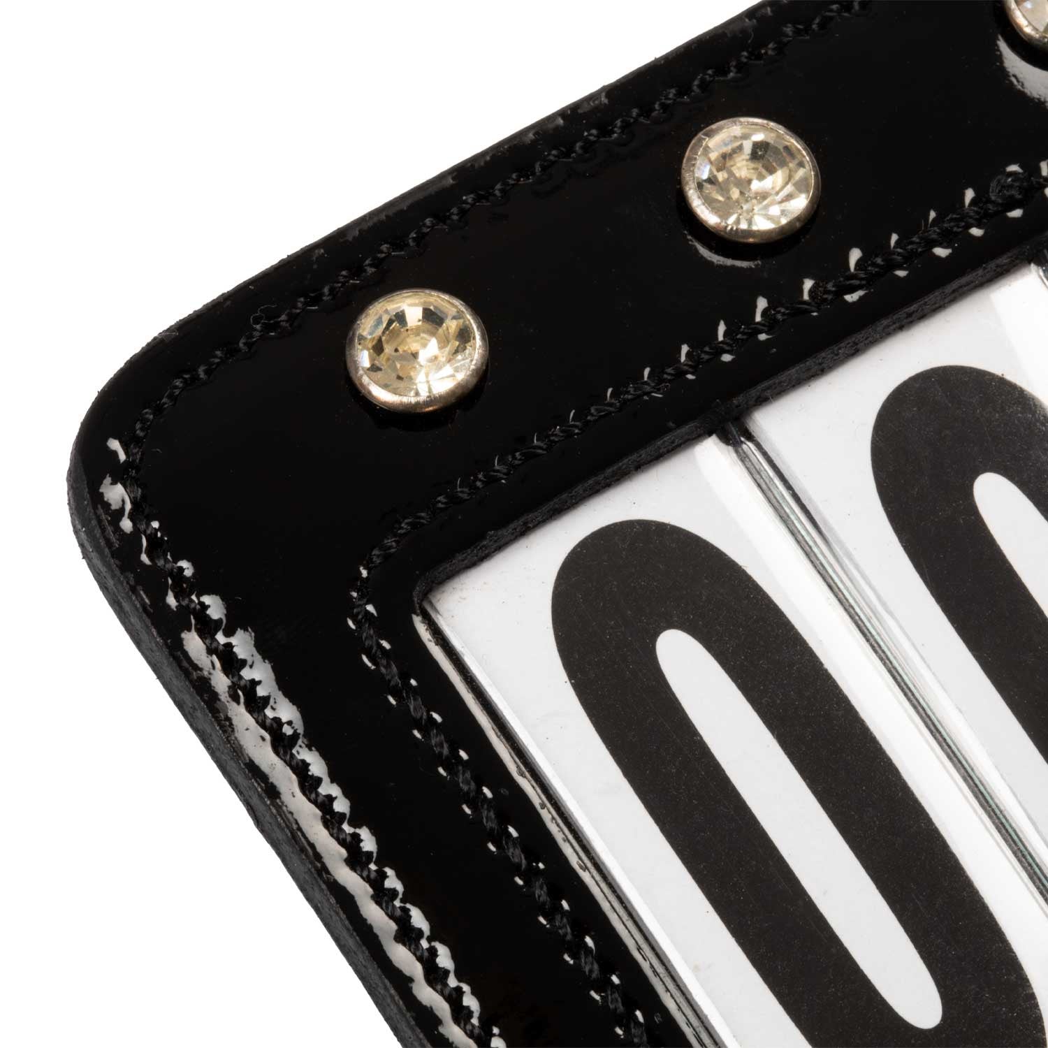 Competition number holder with crystals