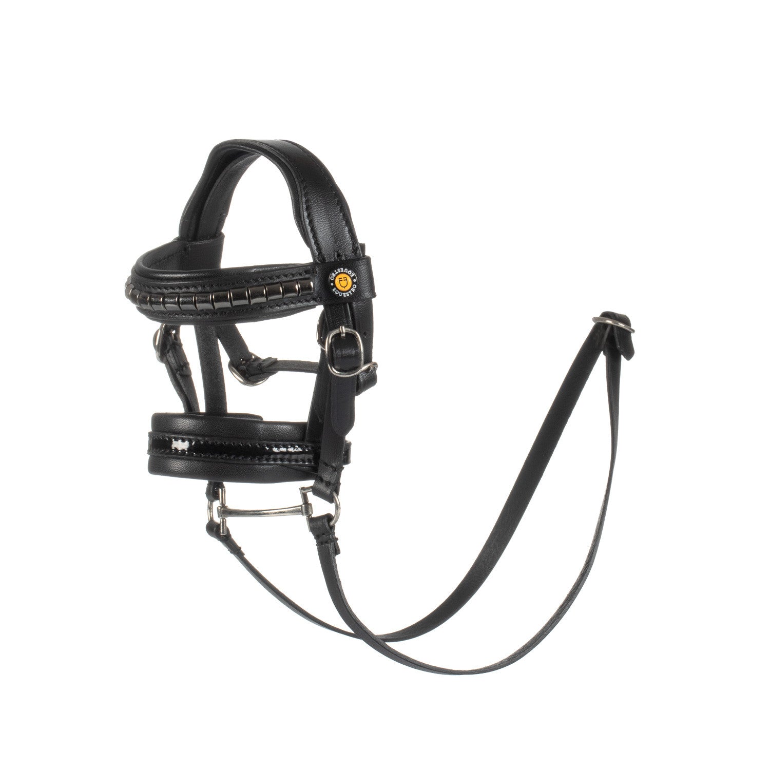 Leather bridle for toy horse with silver clinchers