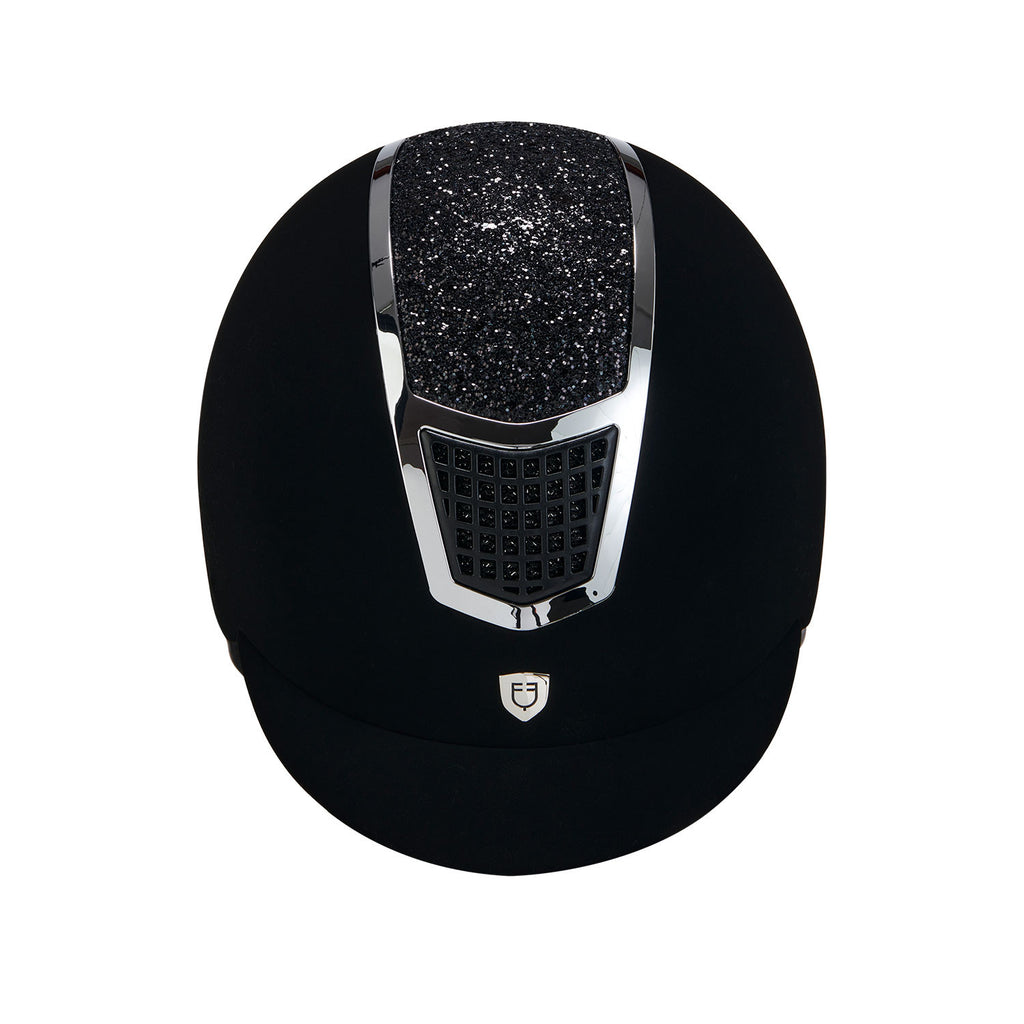 Ultra-light velvet helmet with rhinestones