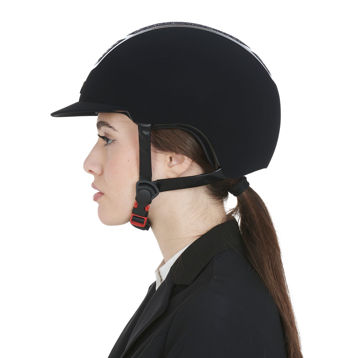 Ultra-light velvet helmet with rhinestones