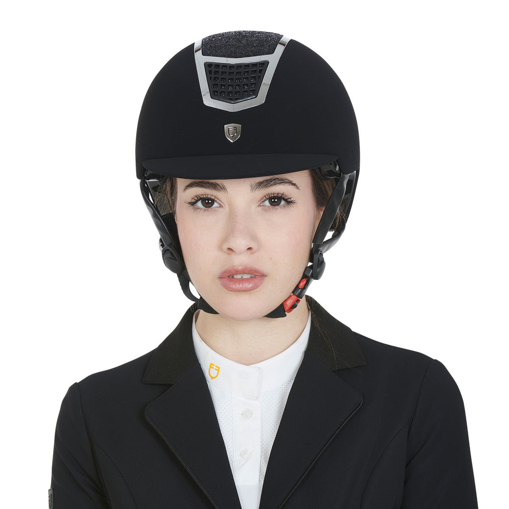 Ultra-light velvet helmet with rhinestones