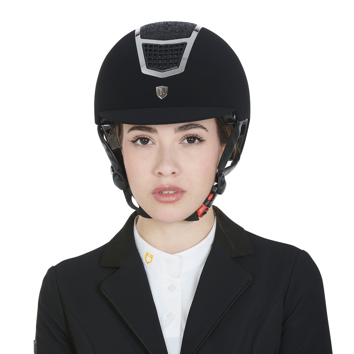 Ultra-light velvet helmet with rhinestones