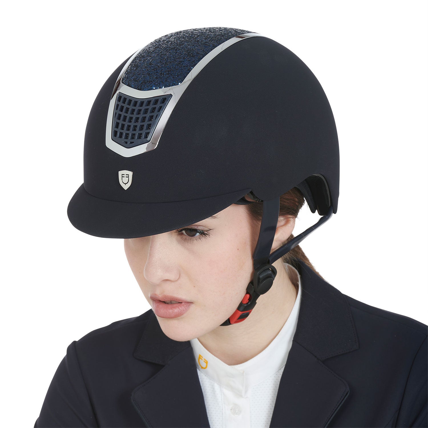 Ultra-light velvet helmet with rhinestones