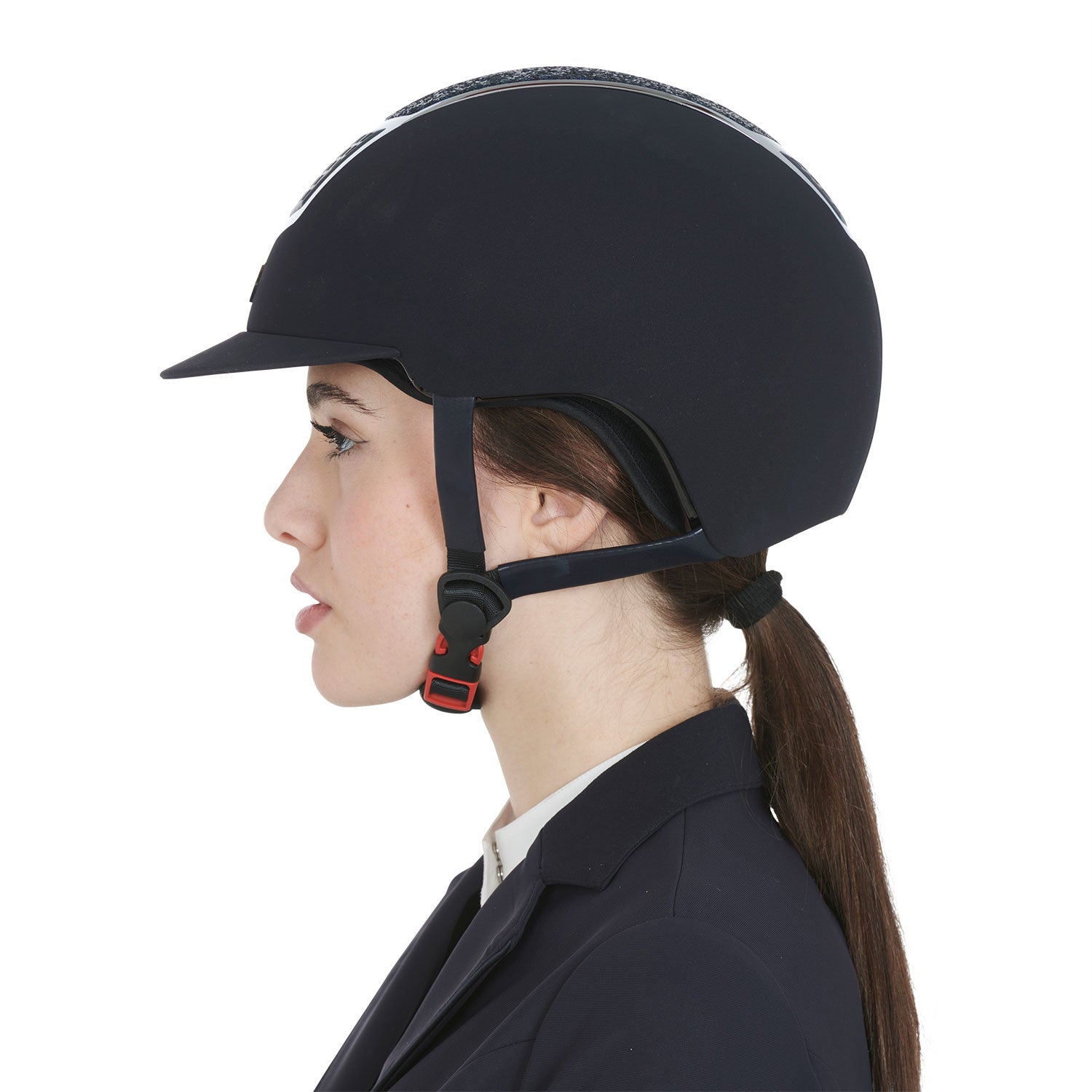 Ultra-light velvet helmet with rhinestones