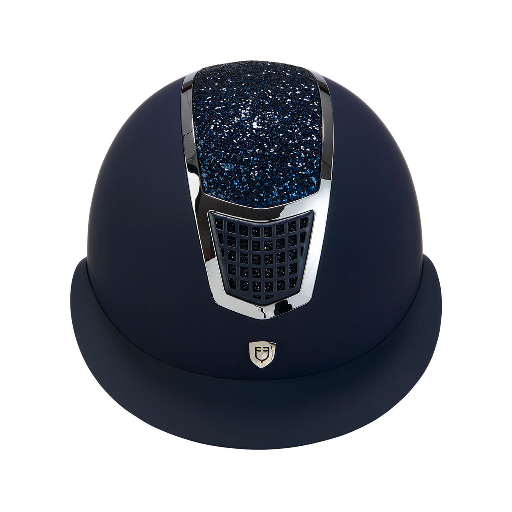 Helmet with rhinestones and wide visor
