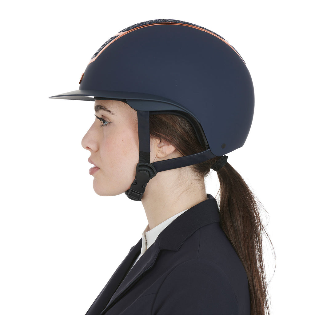 Helmet with rhinestones and wide visor homologation EN 1384-2023