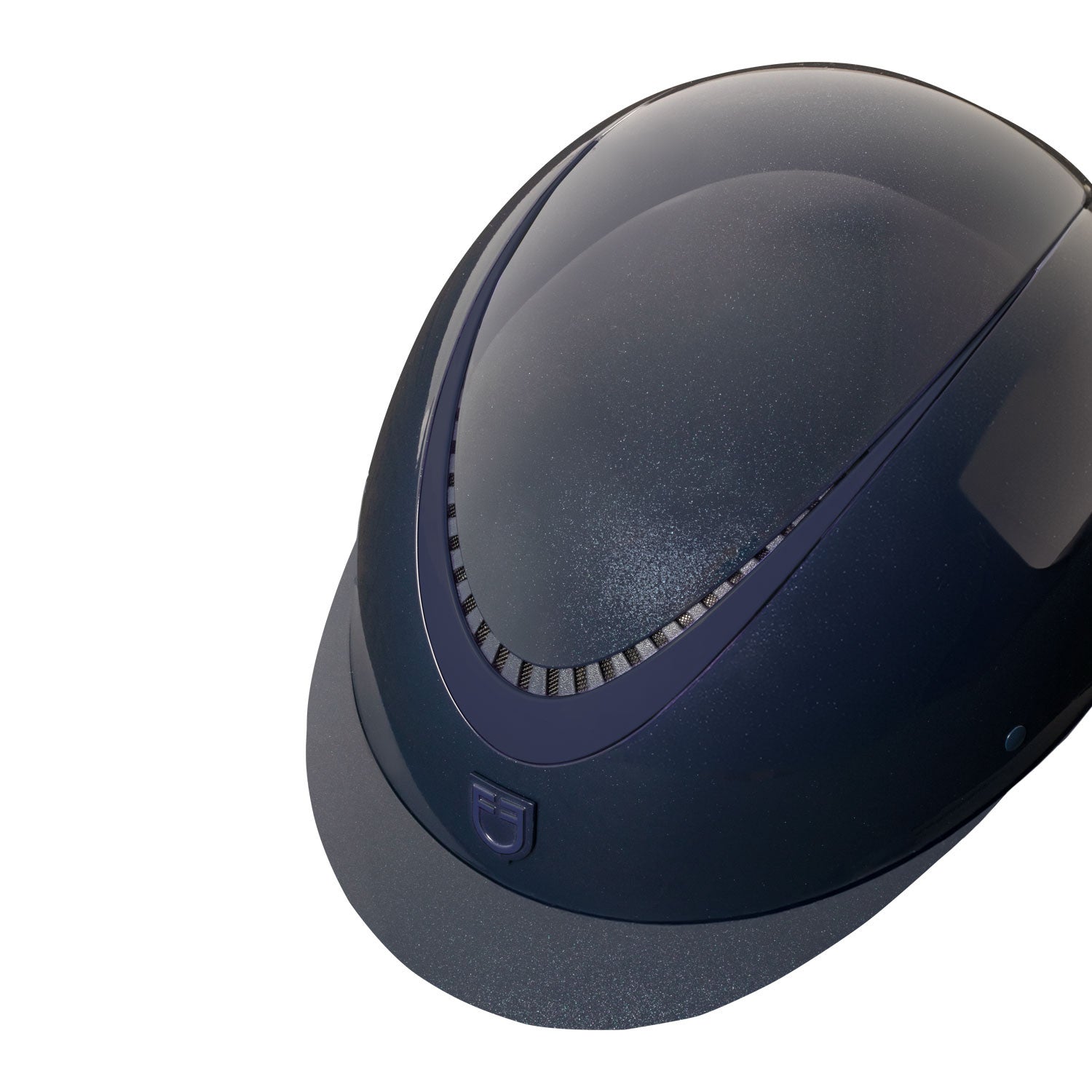Glossy helmet with eco-leather strap and narrow visor homologation EN 1384-2023