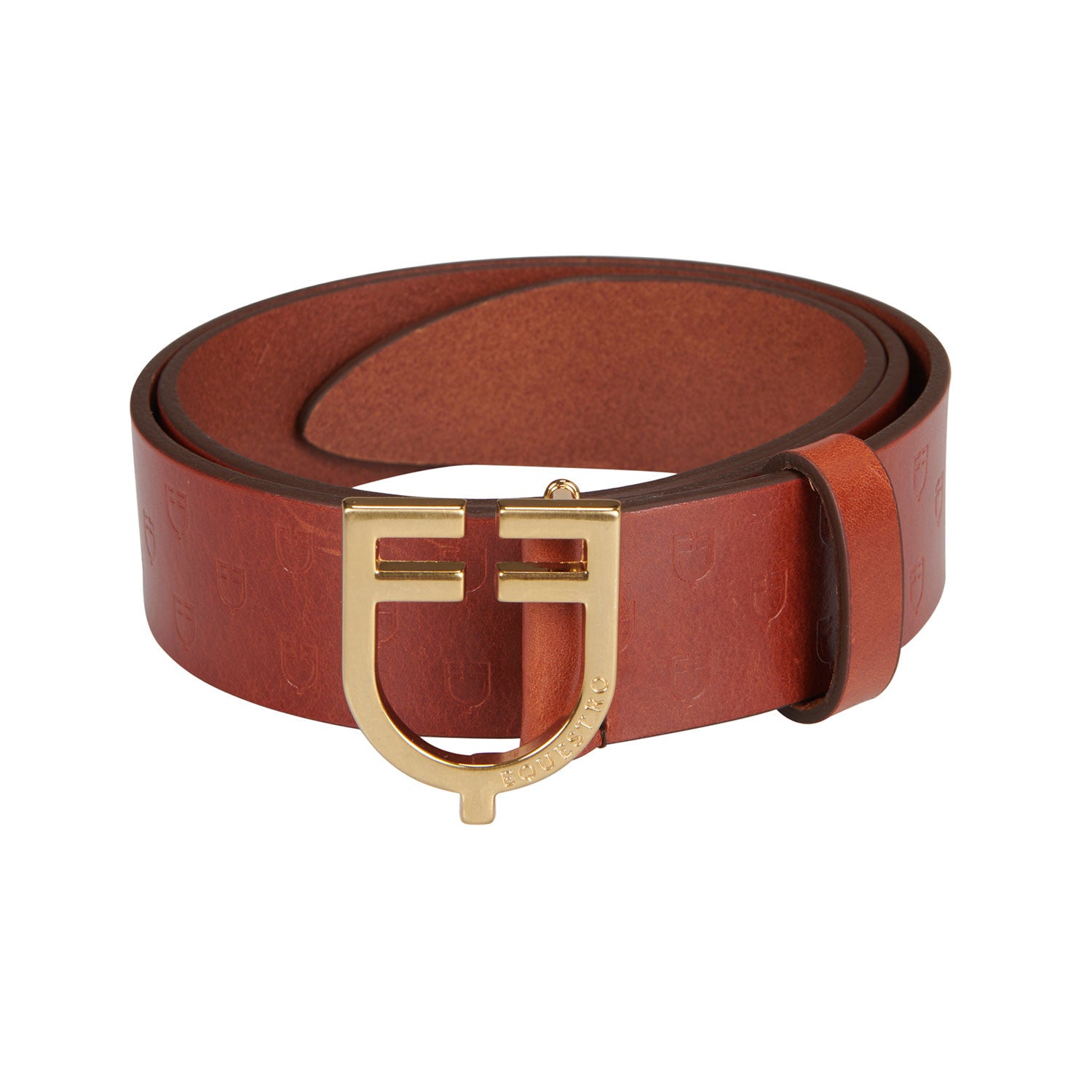 Equestro Leather logo belt with logoed buckle