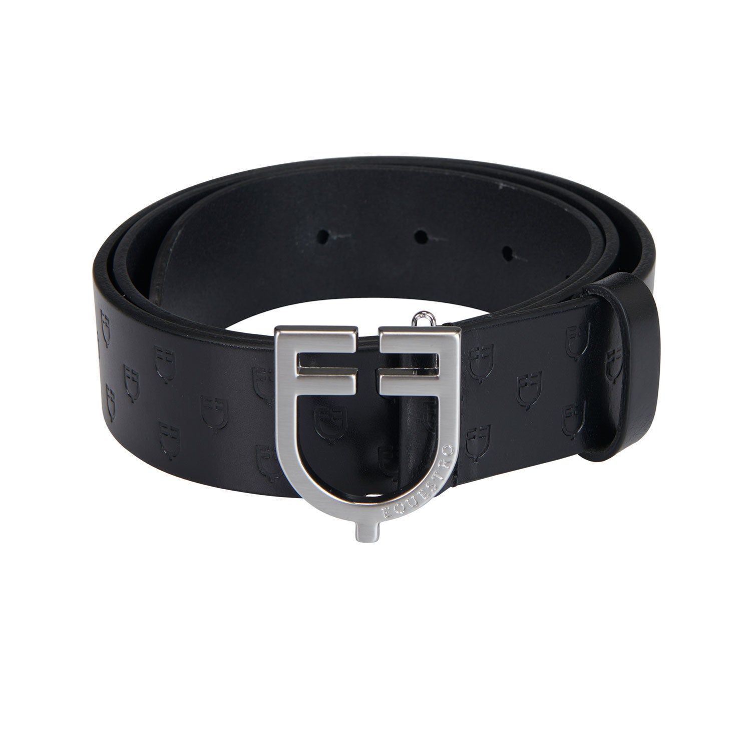 Equestro Leather logo belt with logoed buckle