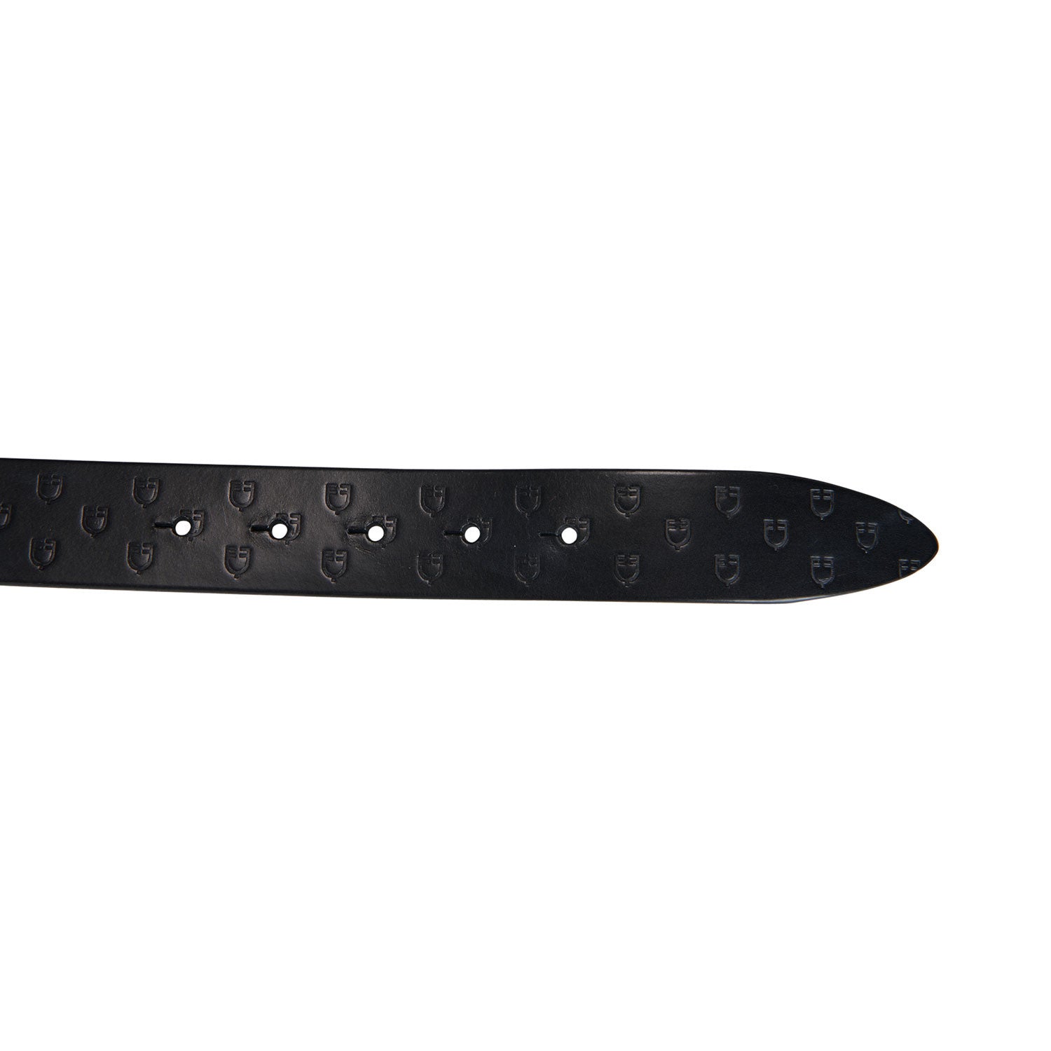 Leather logo belt with logoed buckle