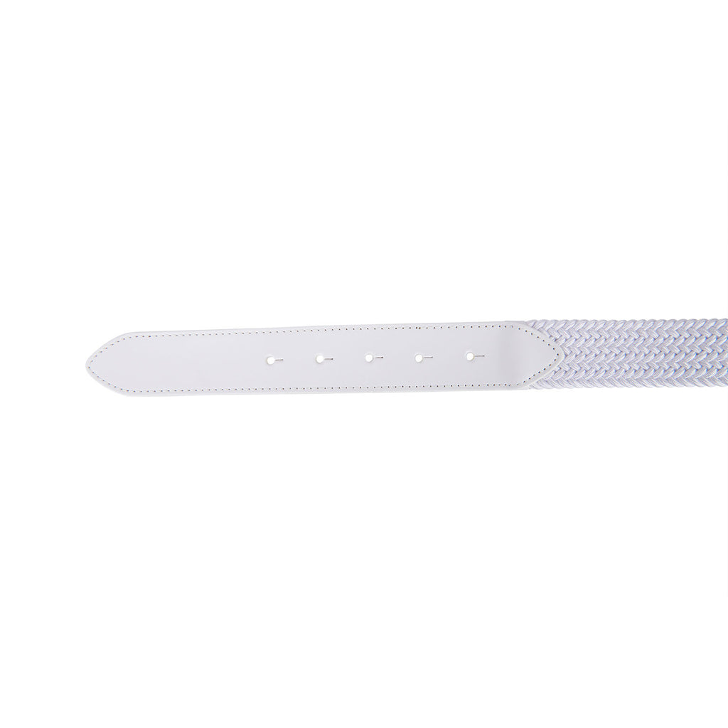 Leather elastic belt with logoed buckle
