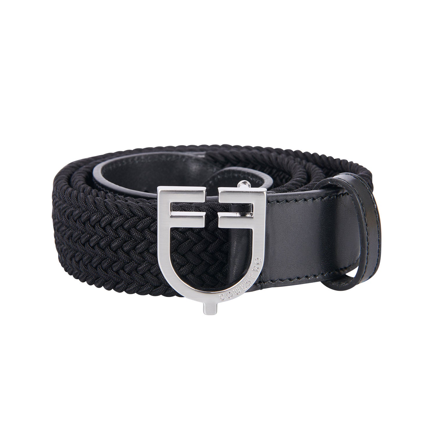 Equestro Leather elastic belt with logoed buckle
