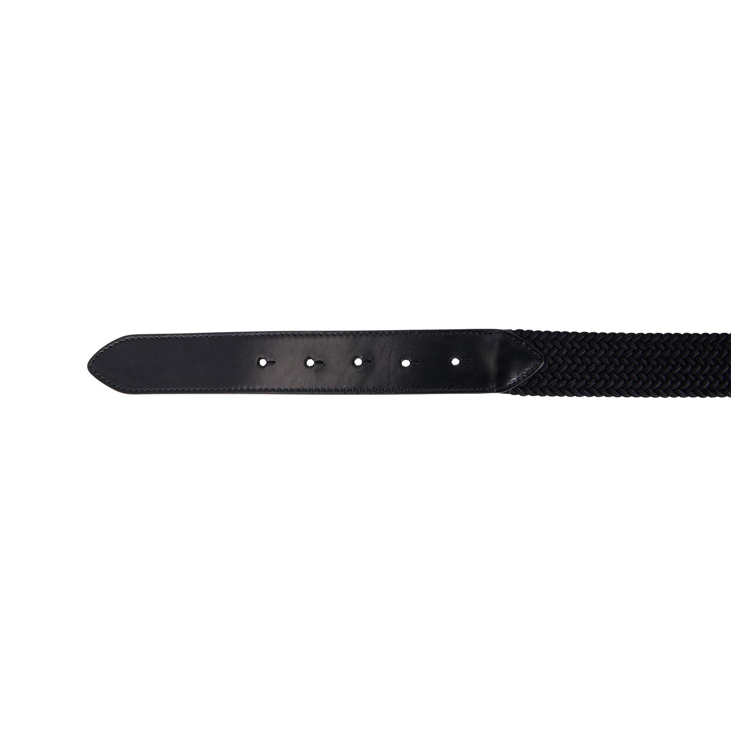 Leather elastic belt with logoed buckle