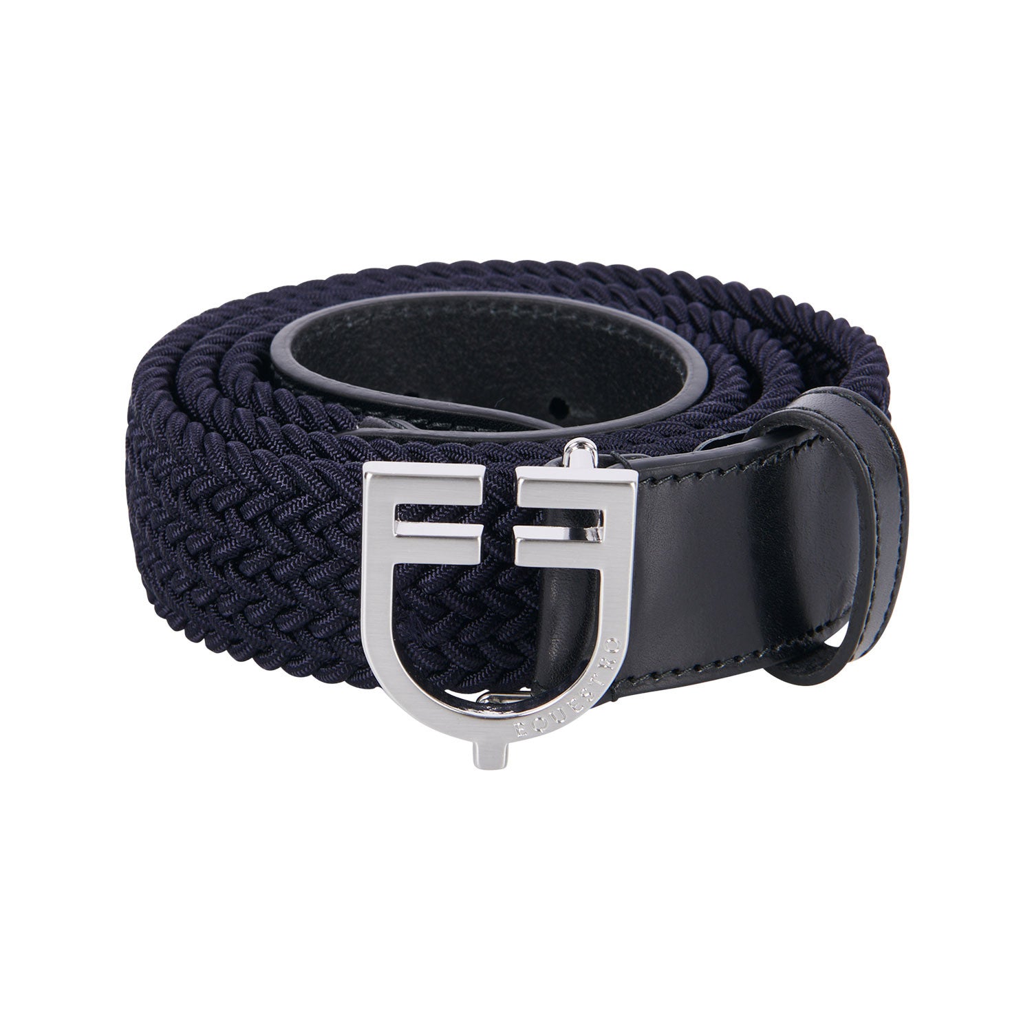 Equestro Leather elastic belt with logoed buckle