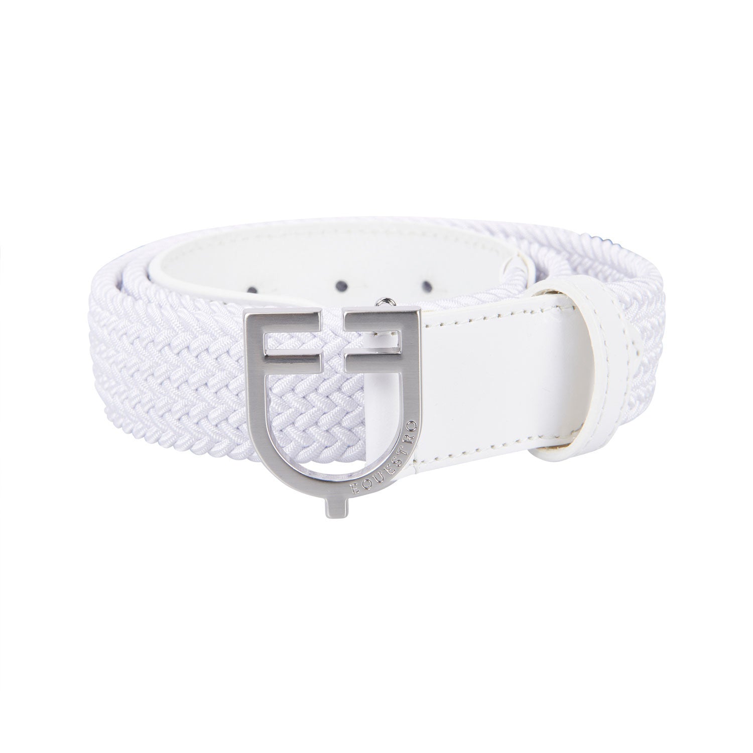 Equestro Leather elastic belt with logoed buckle