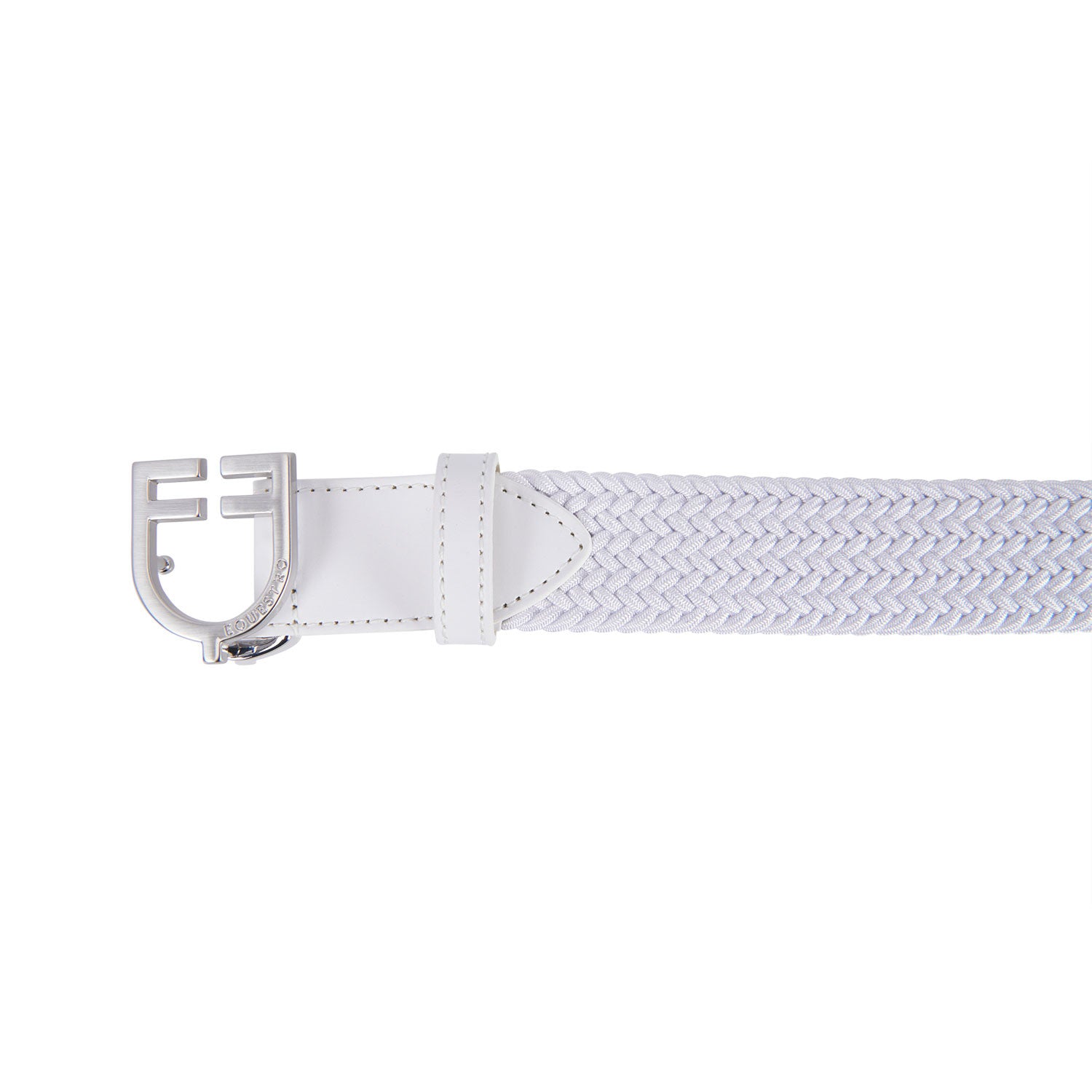Leather elastic belt with logoed buckle