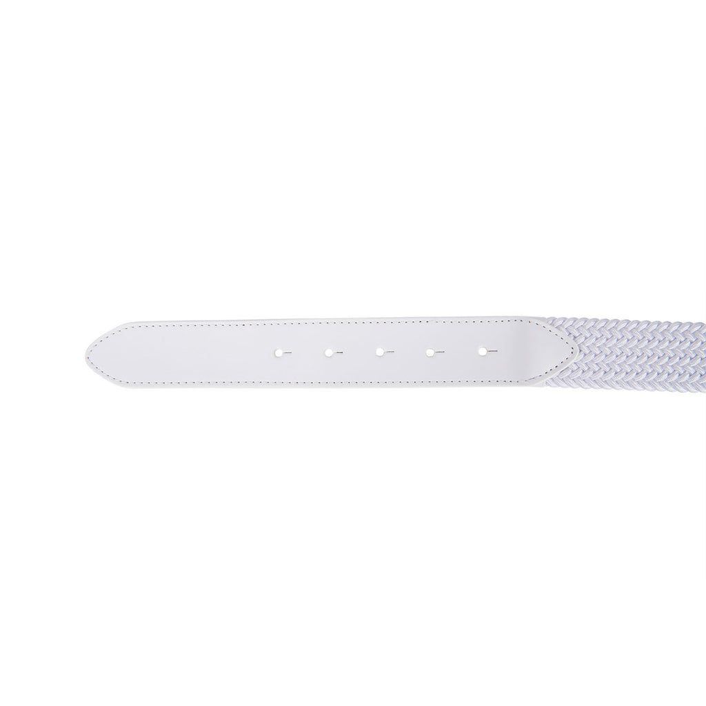 Leather elastic belt with logoed buckle