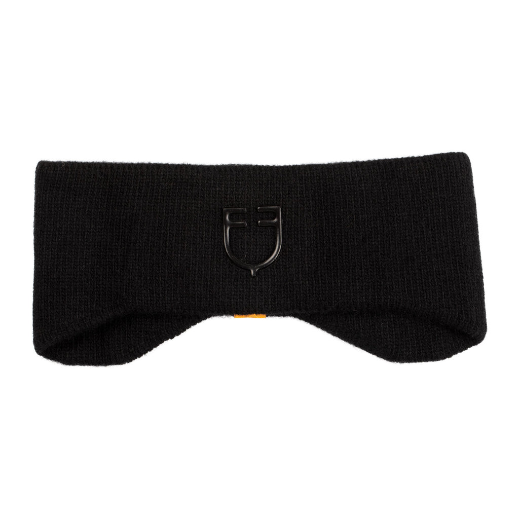 Unisex ribbed wool earmuff headband with logo