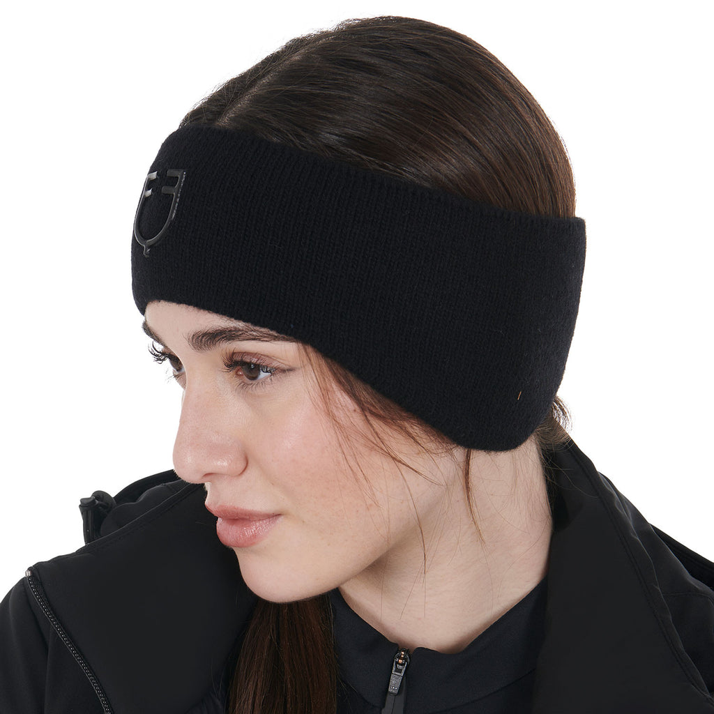 Unisex ribbed wool earmuff headband with logo